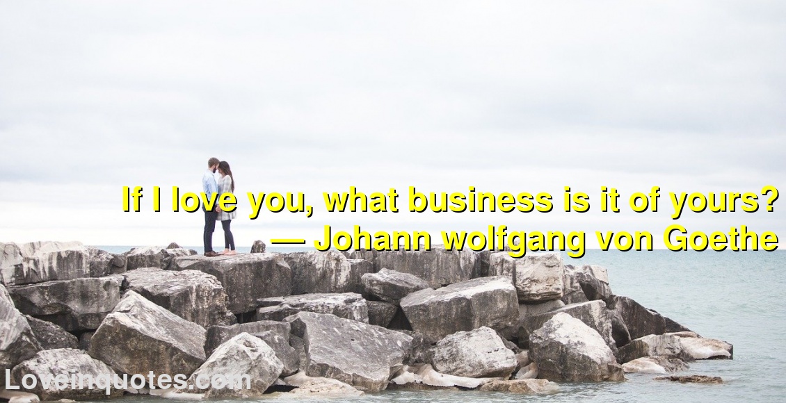 
If I love you, what business is it of yours?
― Johann wolfgang von Goethe