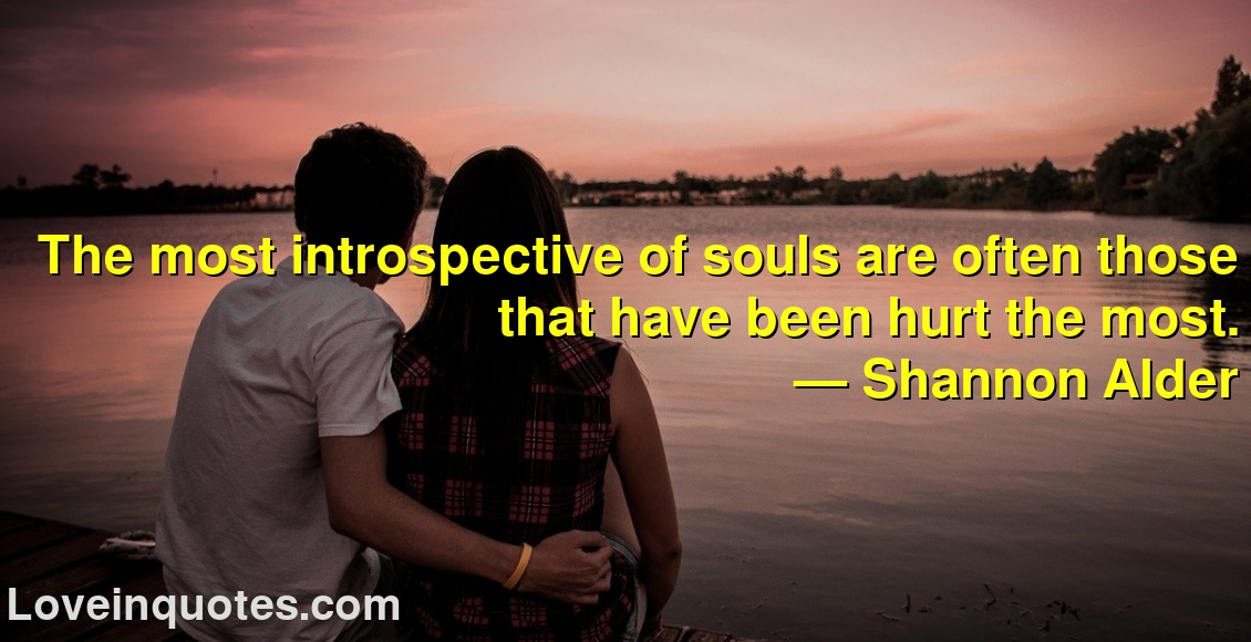 The most introspective of souls are often those that have been hurt the most.
― Shannon Alder